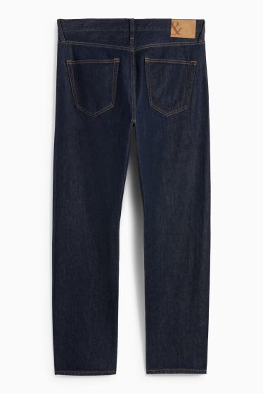 Bărbați - Regular jeans cu fentă cu nasturi - denim-albastru închis