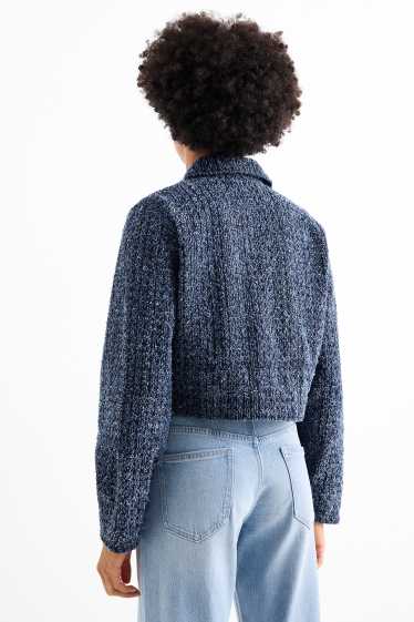 Femei - Jachetă din denim bouclé - albastru închis
