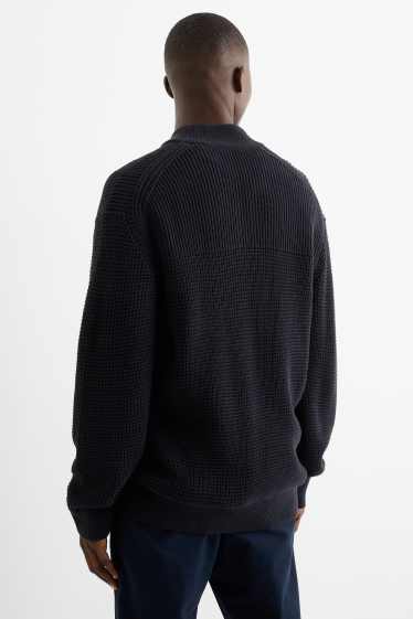 Heren - Gebreid vest - met structuur - donkerblauw