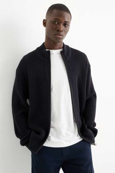 Heren - Gebreid vest - met structuur - donkerblauw