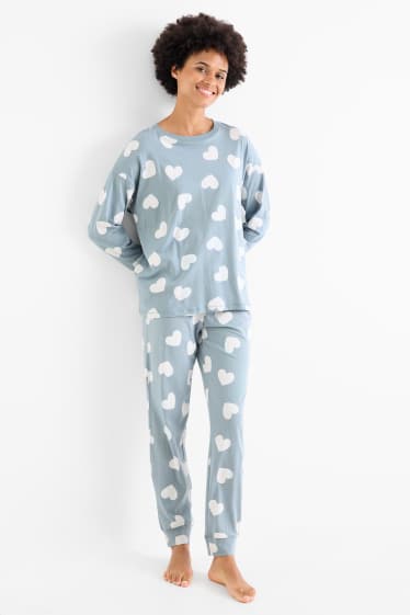 Femei - Pijama - cu model - albastru deschis