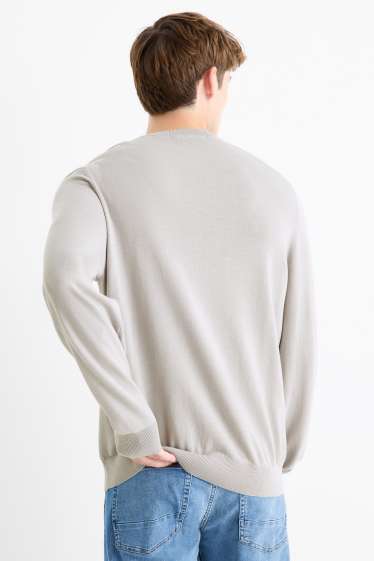 Herren - Feinstrick-Pullover - hellgrau