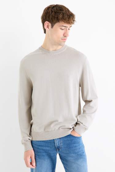 Herren - Feinstrick-Pullover - hellgrau