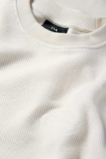 Heren - Sweatshirt - met structuur - wit