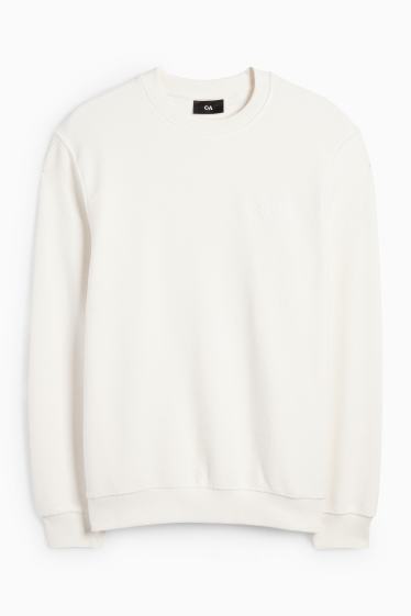 Heren - Sweatshirt - met structuur - wit