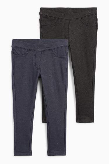 Copii - Fete - Multipack 2 perechi - colanți termoizolanți - aspect de jeans - albastru închis