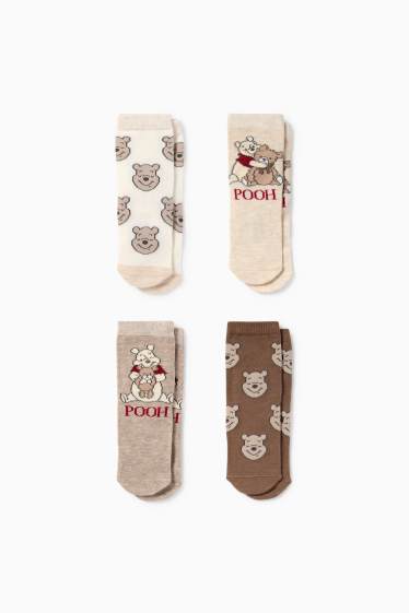 Bebeluși - fete - Multipack 4 perechi - Winnie de Pluș - șosete bebeluși cu motive - bej deschis