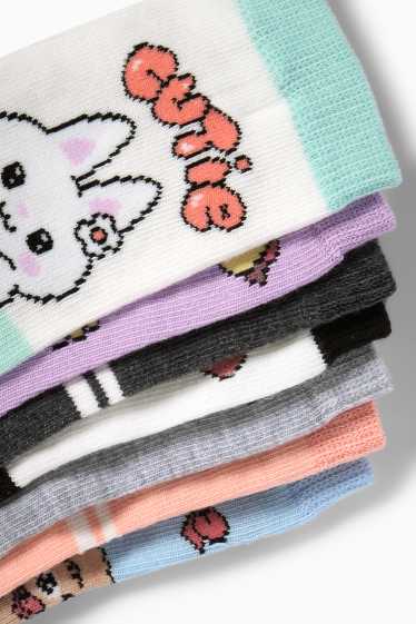 Children Girls - Multipack of 7 - kawaii - socks with motif - black