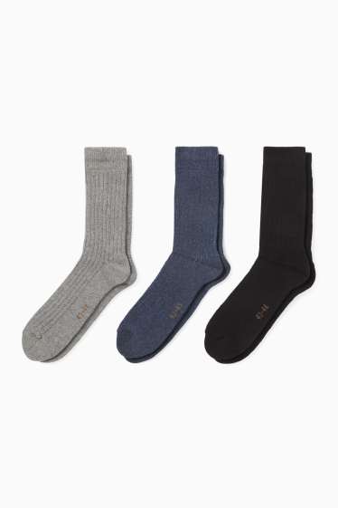 Bărbați - Multipack 3 perechi - șosete - reiate - negru