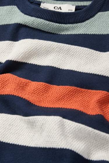Bambini - Maglione - a righe - tessuto tramato - blu scuro