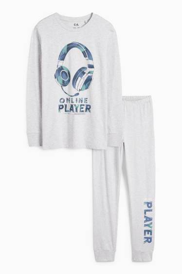 Copii - Băieți - Gaming - pijama - 2 piese - gri deschis melanj