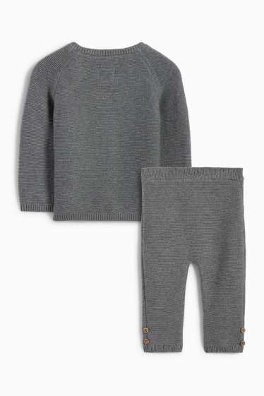 Unisex - Compleu bebeluși - reiat - 2 piese - gri închis