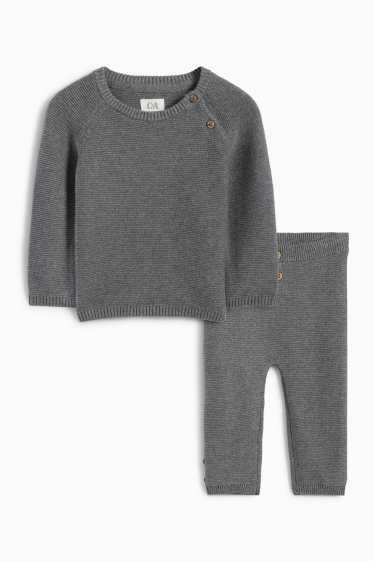 Unisex - Compleu bebeluși - reiat - 2 piese - gri închis