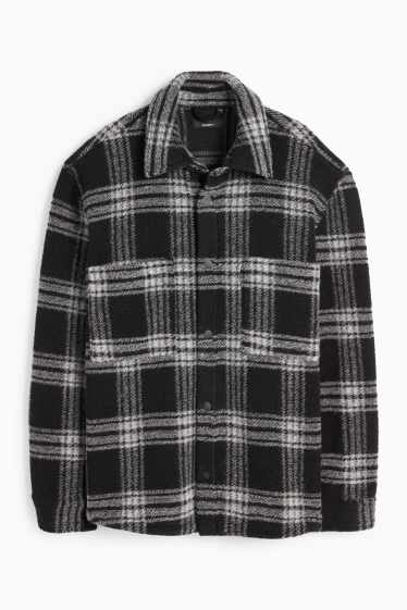 Bărbați - Jachetă tip cămașă - relaxed fit - în carouri - negru