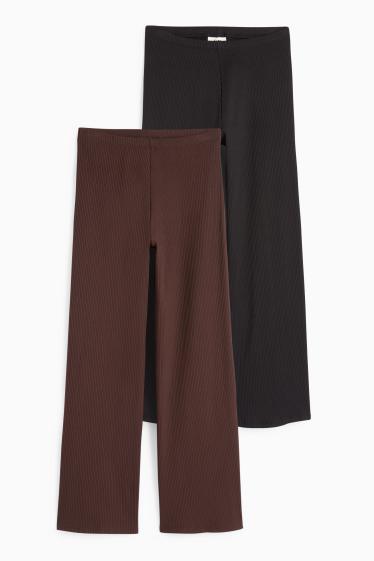 Copii - Fete - Multipack 2 perechi - colanți wide leg - reiați - negru