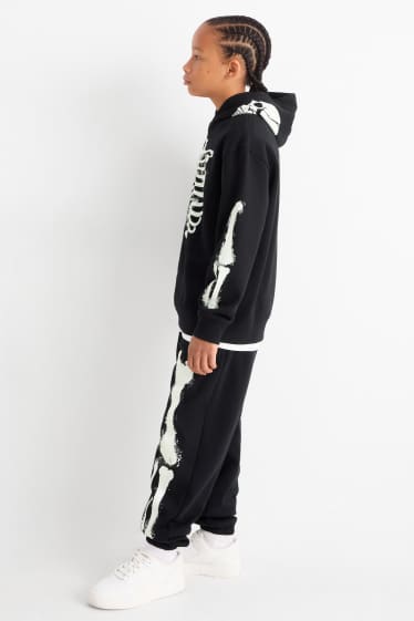 Copii - Băieți - Halloween - schelet - pantaloni de trening - Glow in the dark - negru
