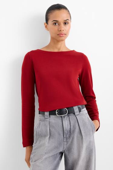 Dames - Longsleeve - regular fit - donkerrood