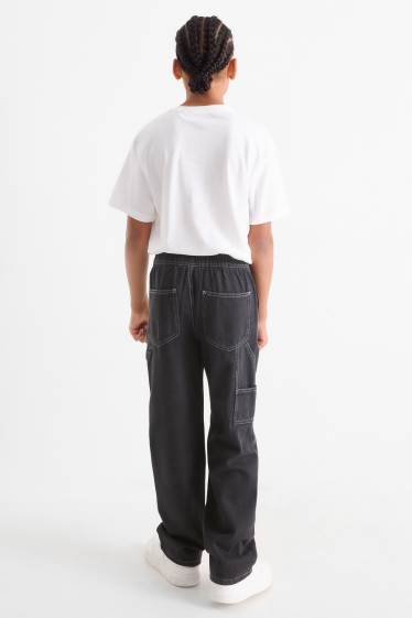 Copii - Băieți - Loose fit jeans - jeans termoizolanți - negru