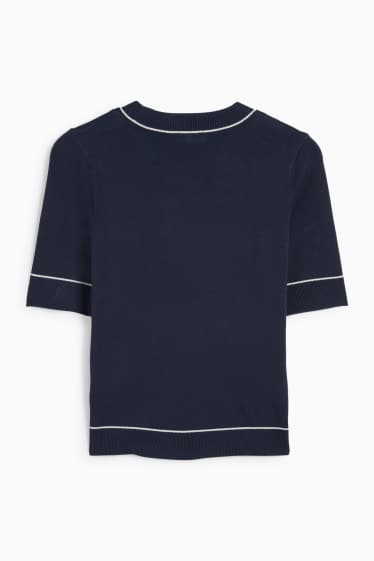 Femmes - Pull en maille - manches courtes - bleu foncé