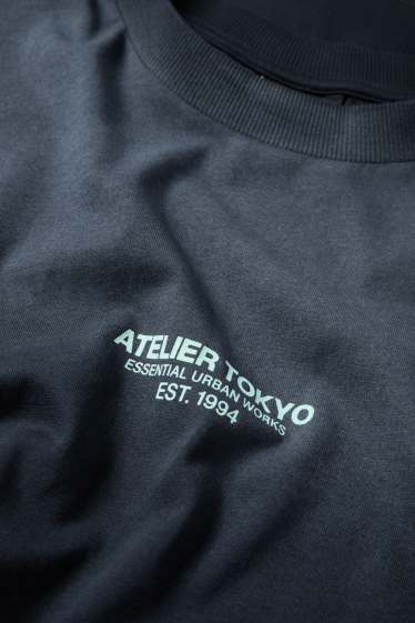 Bărbați - Tricou - supradimensionat - cu model - negru melanj