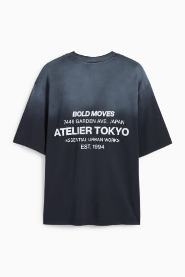 Bărbați - Tricou - supradimensionat - cu model - negru melanj