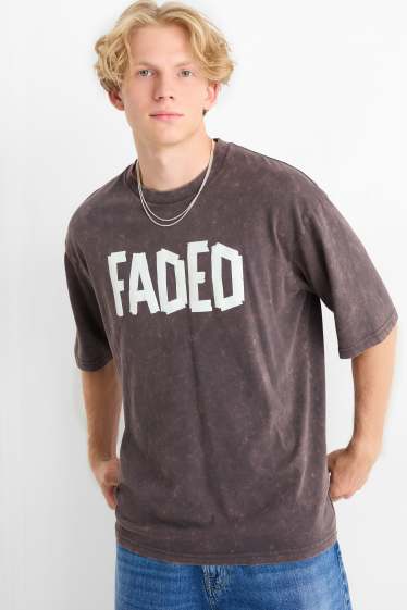 Bărbați - Tricou - supradimensionat - cu model - gri închis