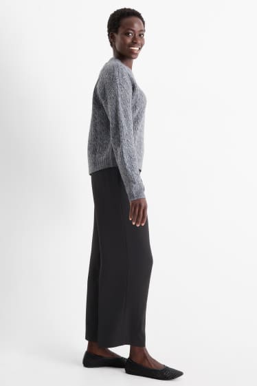 Femei - Pantaloni de stofă - talie medie - straight fit - negru