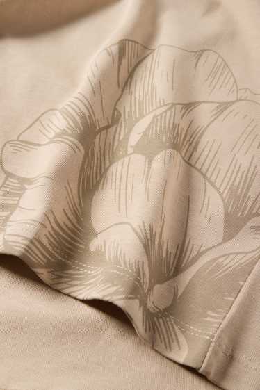 Femmes - Haut à manches longues - motif floral - beige