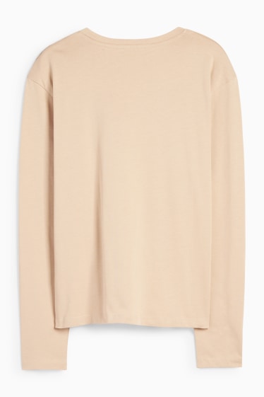 Femmes - Haut à manches longues - motif floral - beige