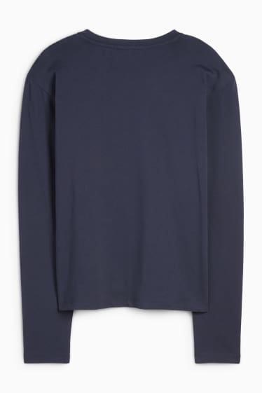 Femmes - Haut à manches longues - motif floral - bleu foncé