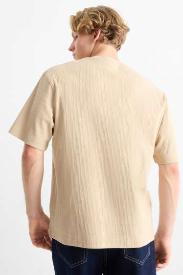 Bărbați - Tricou - relaxed fit - reiat - bej