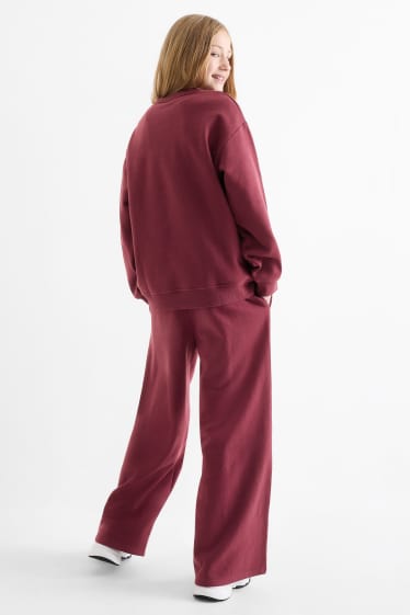 Copii - Fete - Sacramento - set - bluză de molton și pantaloni de trening - 2 piese - bordo