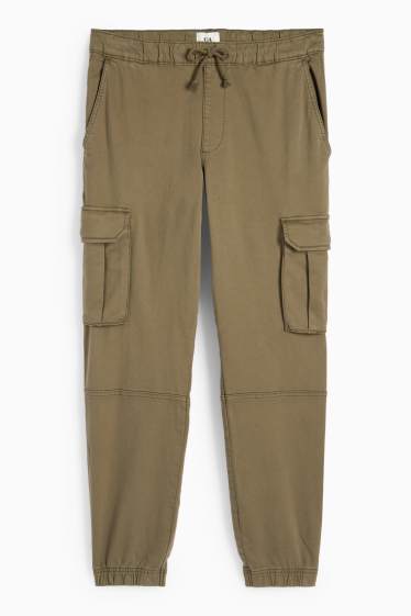 Bărbați - Pantaloni cargo - tapered fit - LYCRA® - verde