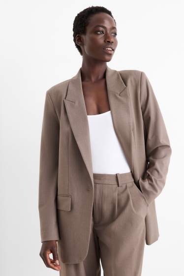 Femei - Blazer lung - relaxed fit - maro melanj