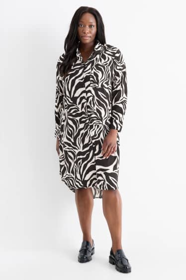 Femei - Rochie tip bluză - cu model - negru / nej