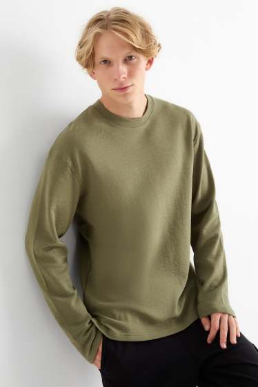 Bărbați - Tricou cu mânecă lungă - structurat - verde