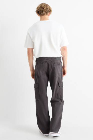 Bărbați - Pantaloni cargo - relaxed fit - gri închis