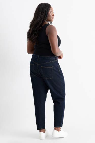 Femei - Mom jeans - talie înaltă - LYCRA® - denim-albastru închis
