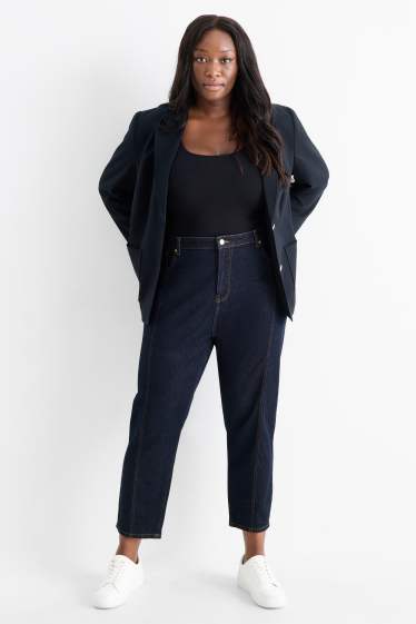 Femei - Mom jeans - talie înaltă - LYCRA® - denim-albastru închis