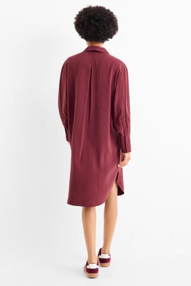 Femei - Rochie tip bluză - bordo