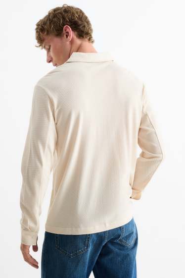 Bărbați - Tricou polo - regular fit - structurat - bej deschis