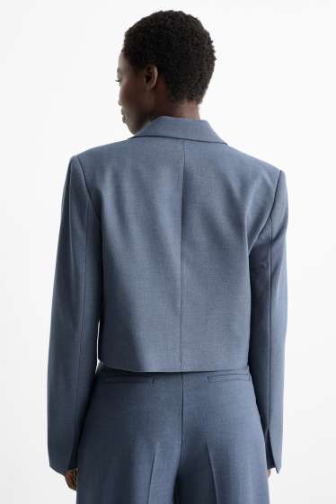 Femei - Blazer crop - regular fit - structurat - albastru închis