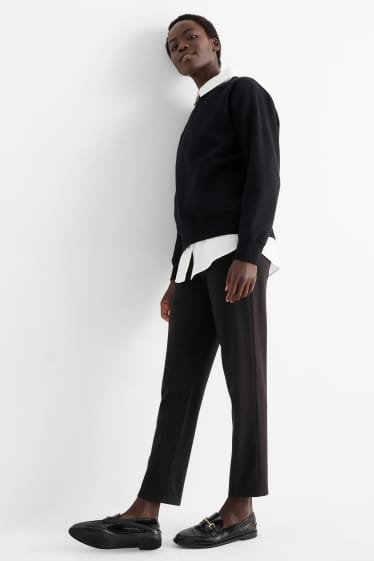 Femei - Pantaloni din jerseu - talie înaltă - slim fit - negru