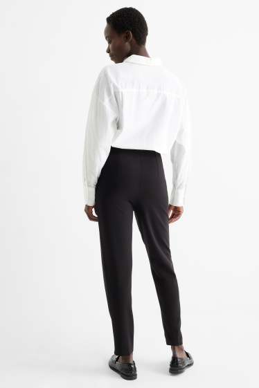 Femei - Pantaloni din jerseu - talie înaltă - slim fit - negru