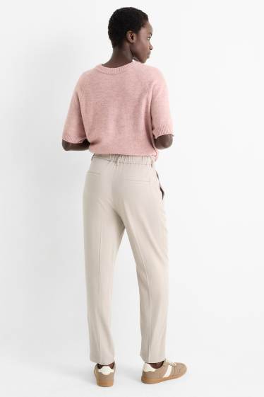 Donna - Pantaloni di stoffa - vita alta - tapered fit - beige chiaro
