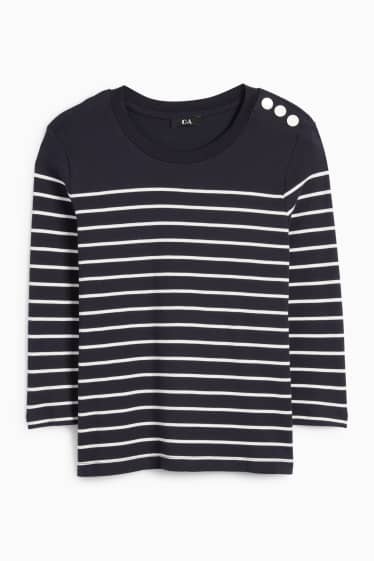 Women - Long sleeve top - striped - dark blue
