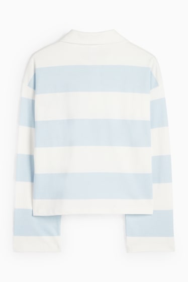 Copii - Fete - Lilo & Stitch - tricou polo - cu dungi - alb / albastru deschis