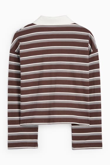 Copii - Fete - Ursuleț de pluș - tricou polo - cu dungi - maro închis
