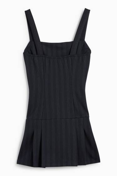 Femei - Rochie în A - dungi fine - albastru închis