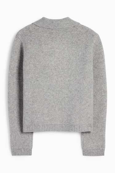 Femei - Cardigan tricotat - gri